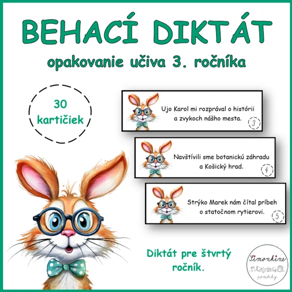 Behací diktát - opakovanie učiva 3. ročníka