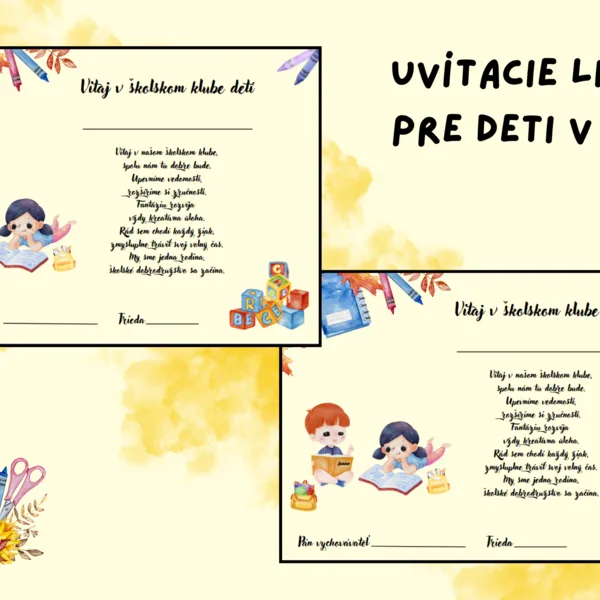 Uvítací list pre deti v ŠKD