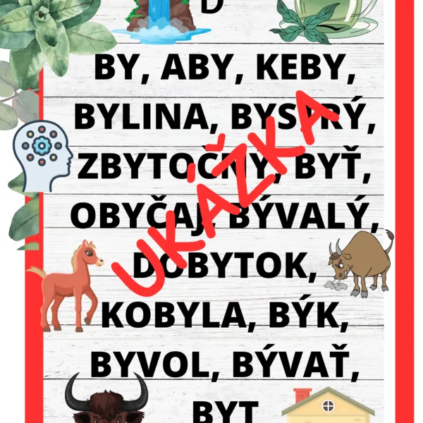 Vybrané slová po b, m, p. Plagáty vo veľkosti A3.