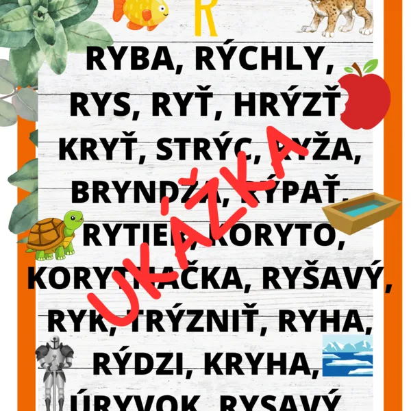 Vybrané slová po r, s, v, z. Plagáty A3.