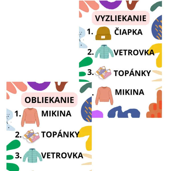 Jar postup obliekania, vyzliekania