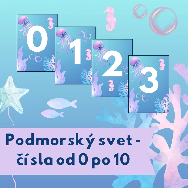 Plagáty - čísla od 0 po 10 - podmorský svet