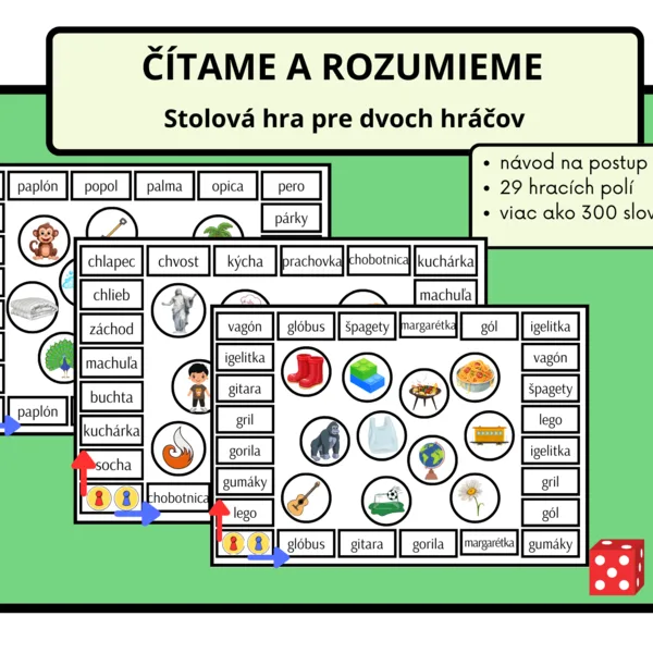 ČÍTAME A ROZUMIEME - stolová hra pre 2 hráčov