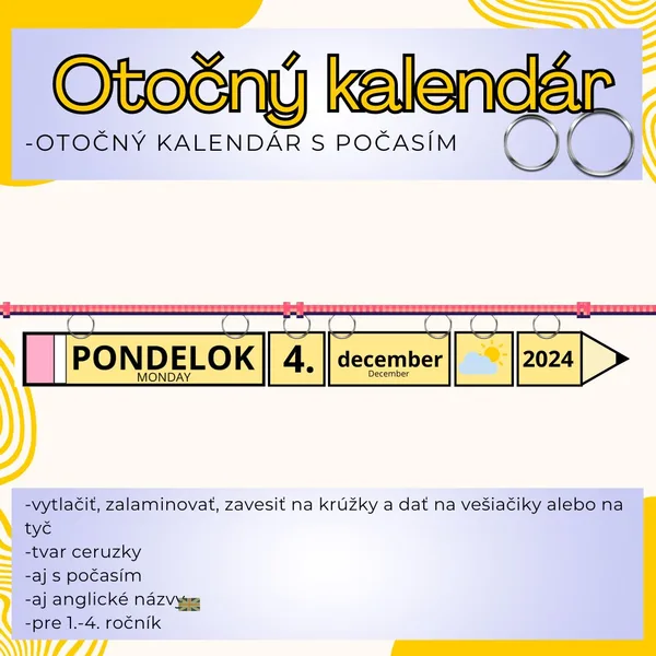 Otočný kalendár na krúžky
