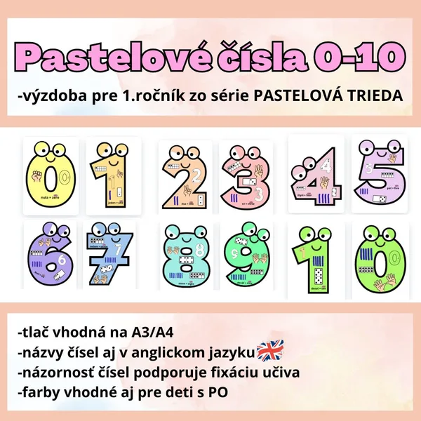 Číslice 0-10 (pastelové)