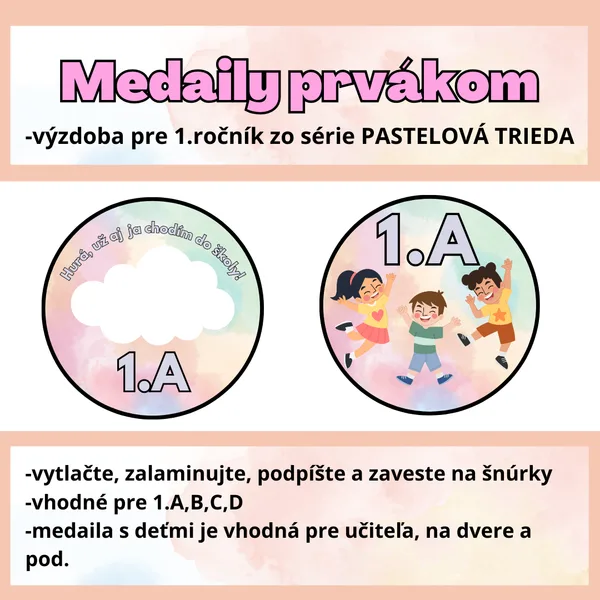 Medaily prvákom (pastelové)