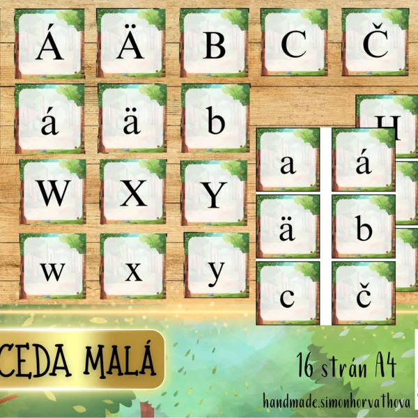 Abeceda kartičky v téme les