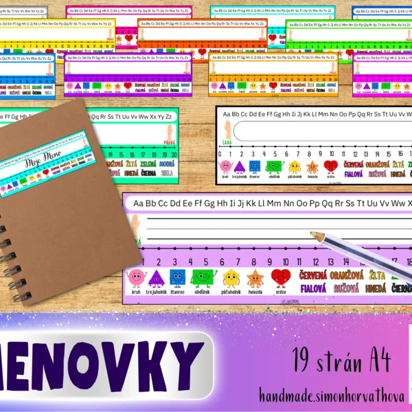 Farebné menovky, školské potreby, škola, farby