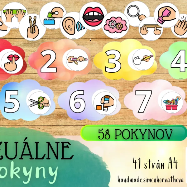 Vizuálne pokyny, školské pomôcky, inštrukcie, výzdoba triedy, aktivity