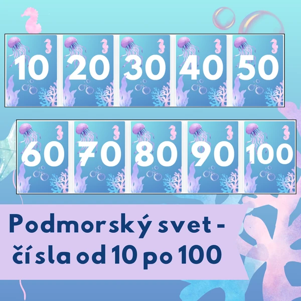 Plagáty - čísla od 10 do 100 - podmorský svet