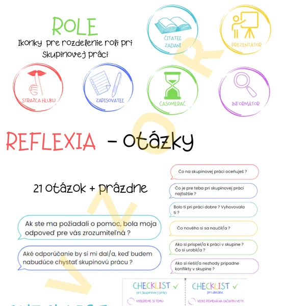 Skupinová práca, reflexia, checklist