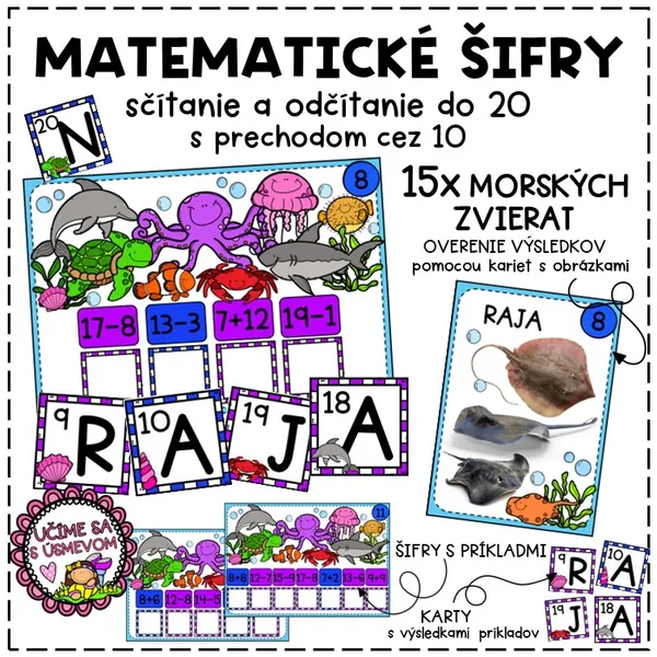 MATEMATICKÉ ŠIFRY - sčítanie a odčítanie do 20 s prechodom cez základ 10