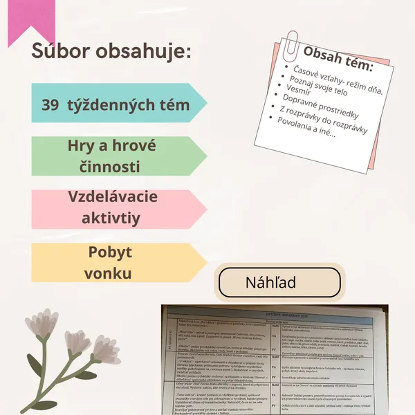 Tematický výchovno- vzdelávací plán do MŠ