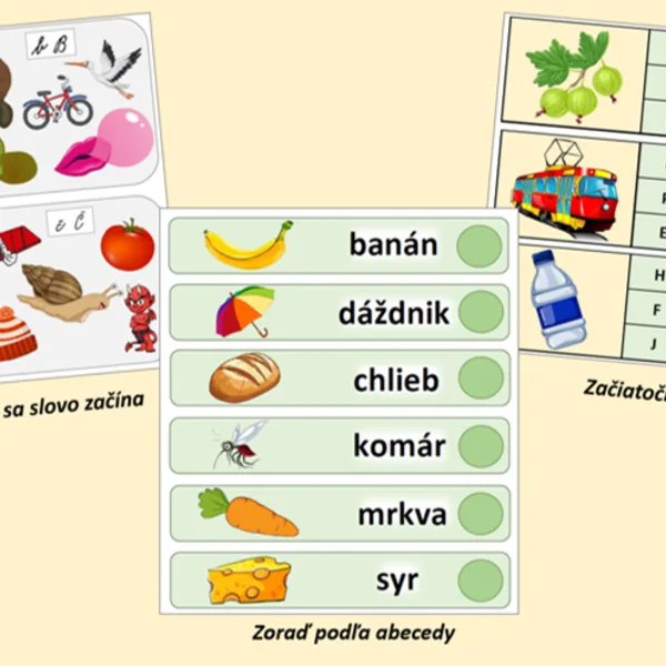 Slovenský jazyk - zoraď slová podľa abecedy, začiatočné písmená