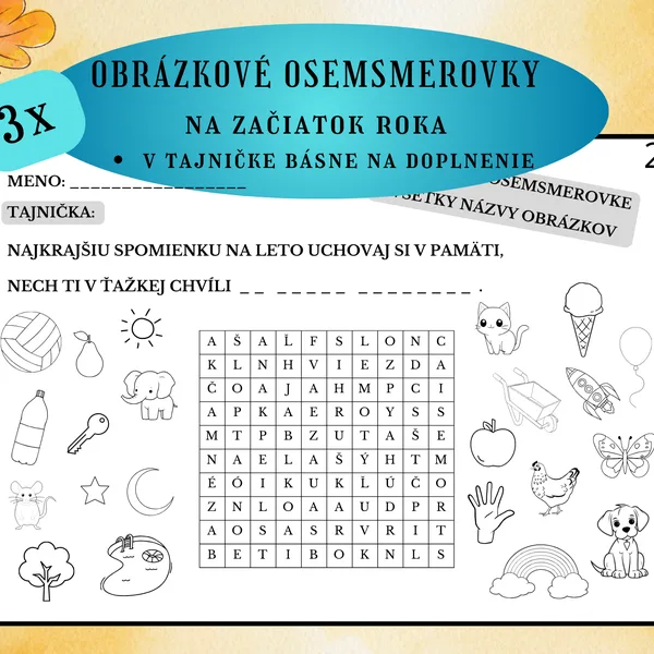 Obrázkové osemsmerovky na začiatok roka
