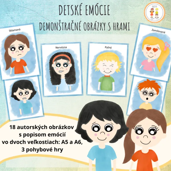 Detské emócie - demonštračné obrázky s hrami 
