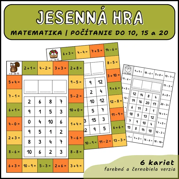 Jesenná matematická hra - počítanie do 10, 15 a 20 
