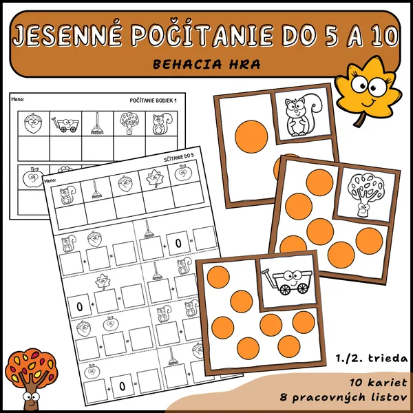 Jesenná behacia hra - počítanie do 5 a 10