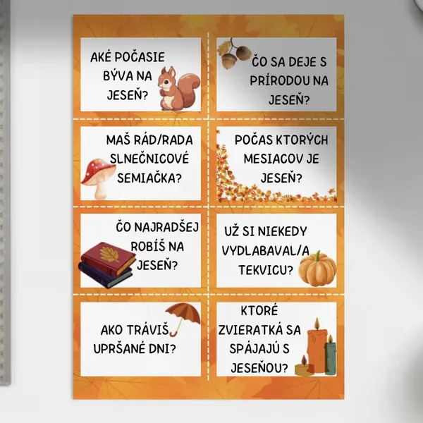 Komunikačné kartičky s jesennou tematikou 