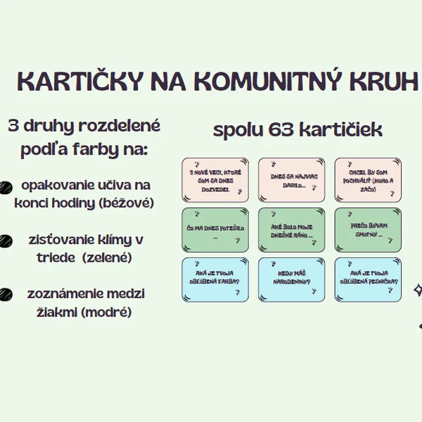 63 kartičiek na komunitný kruh