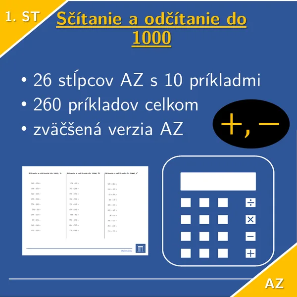 Sčítanie a odčítanie do 1000 | matematika 1. stupeň | 26 stĺpcov