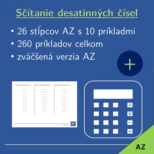 Sčítanie desatinných čísel | matematika