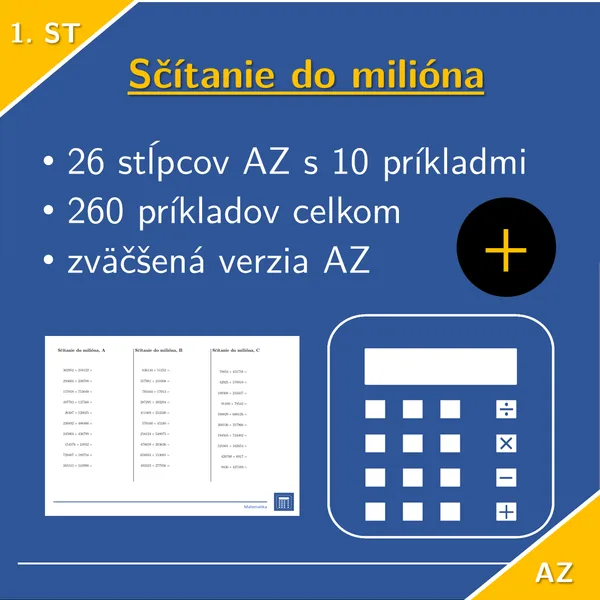 Sčítanie prirodzených čísel do milióna | matematika 1. stupeň | 26 stĺpcov