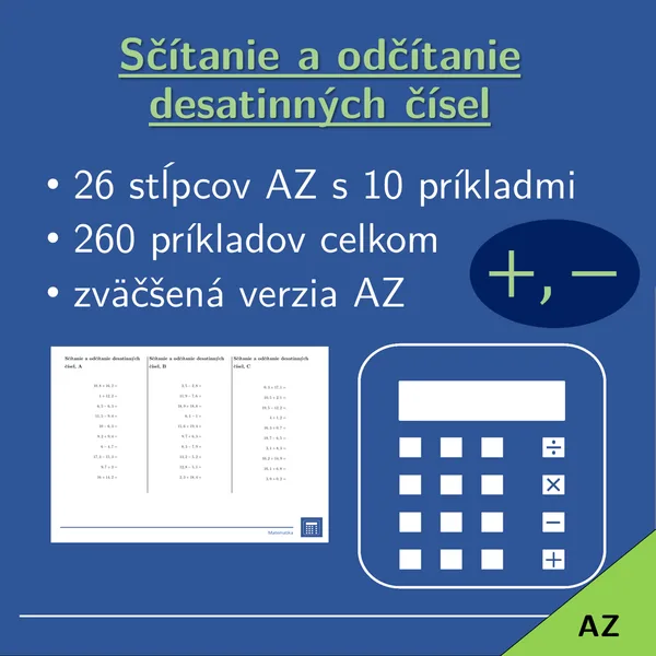 Sčítanie a odčítanie desatinných čísel | matematika