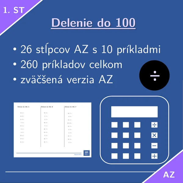 Delenie do 100 | matematika 1. stupeň | 26 stĺpcov