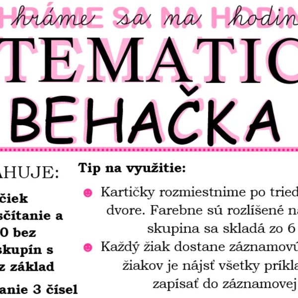 MATEMATICKÉ BEHAČKY DO 20