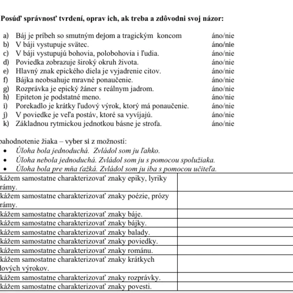 Opakovanie literatúry II