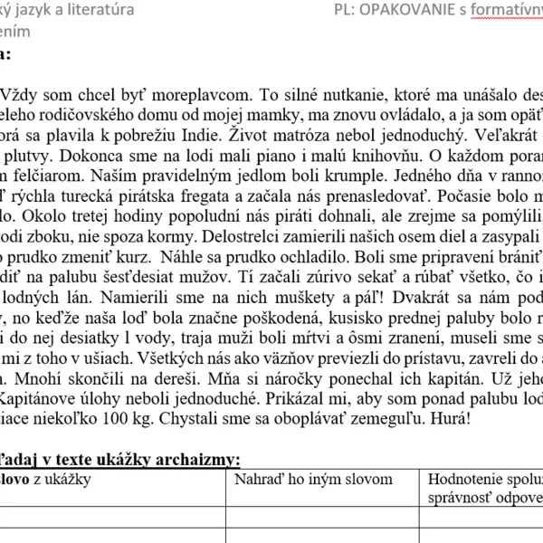 Opakovanie slovnej zásoby