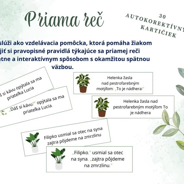 Priama reč - autokorektívne kartičky