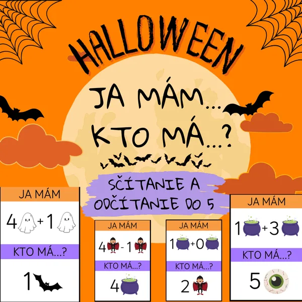 Ja mám, kto má - príklady do 5 (sčítanie a odčítanie) – Halloween