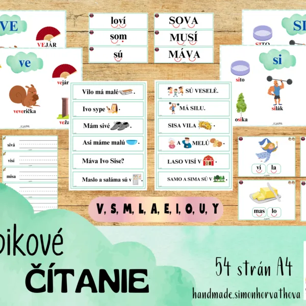 Slabikové čítanie, čítanie, slabiky, Pismeno V, S