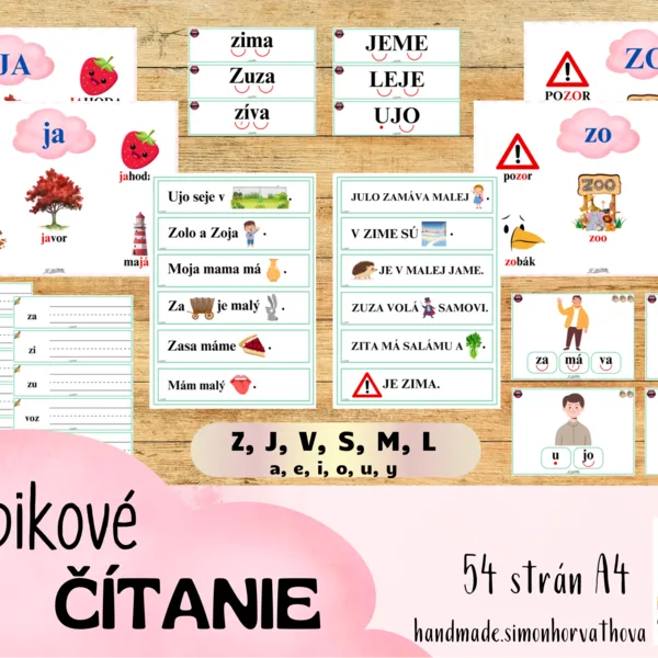 Slabikové čítanie, čítanie, slabiky, Pismeno J, Z