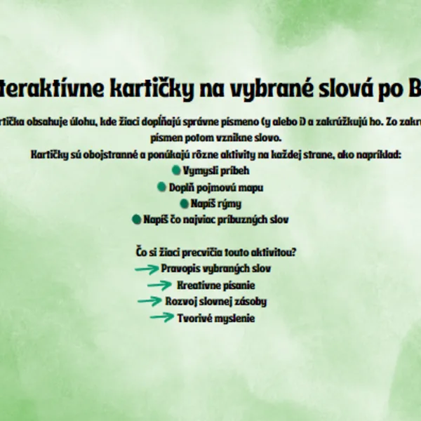 Interaktívne kartičky na vybrané slová po B