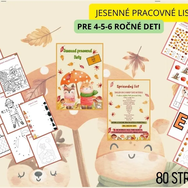 Jesenné pracovné listy pre 4-5-6 ročné deti