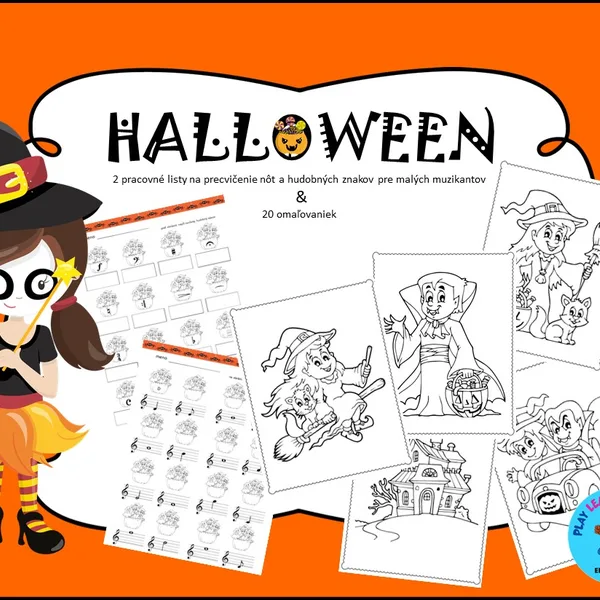 Halloween - pracovné listy na precvičenie nôt a pomlčiek
