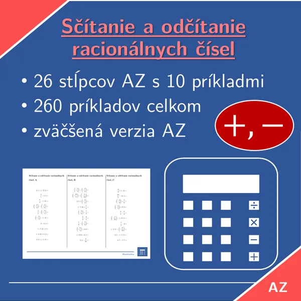 Sčítanie a odčítanie racionálnych čísel | matematika | 26 stĺpcov 