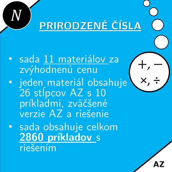 Prirodzené čísla | matematika | zvýhodnená sada