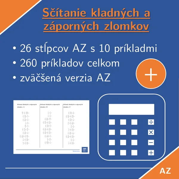 Sčítanie kladných a záporných zlomkov | matematika | 26 stĺpcov 