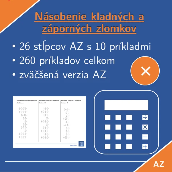 Násobenie kladných a záporných zlomkov | matematika | 26 stĺpcov 
