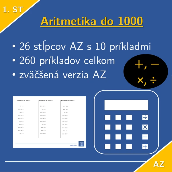 Aritmetika do 1000 | matematika 1. stupeň | 26 stĺpcov