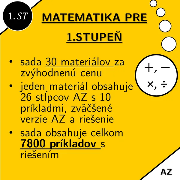 Aritmetika pre 1. stupeň | matematika | zvýhodnená sada