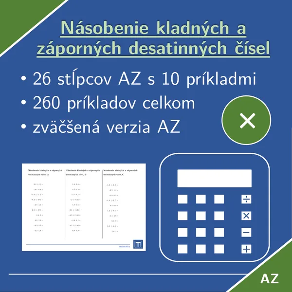 Násobenie kladných a záporných desatinných čísel | matematika | 26 stĺpcov 