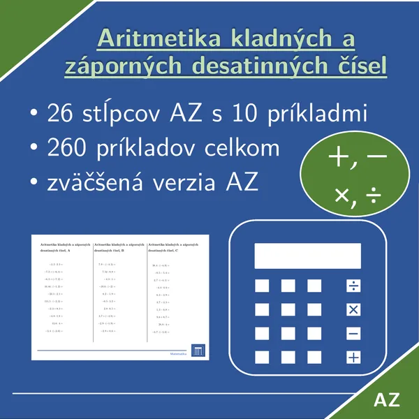 Aritmetika kladných a záporných desatinných čísel | matematika | 26 stĺpcov 