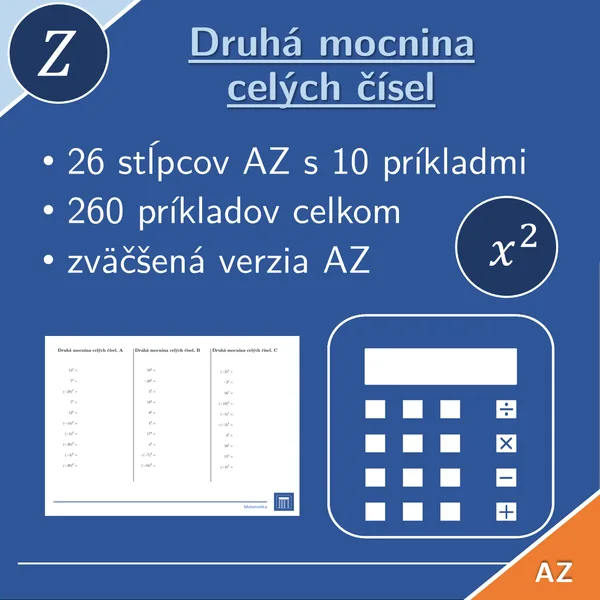 Druhá mocnina celých čísel | matematika | 26 stĺpcov 