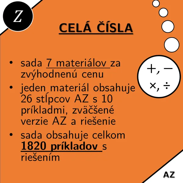 Celé čísla | matematika | zvýhodnená sada