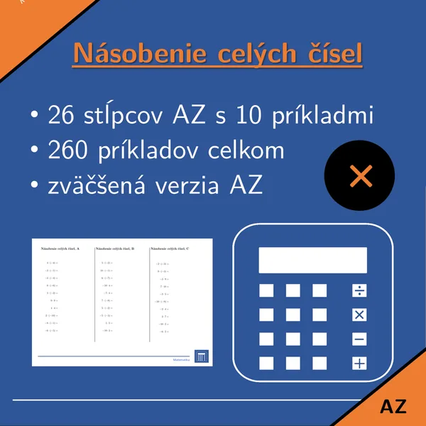 Násobenie celých čísel | matematika | 26 stĺpcov 